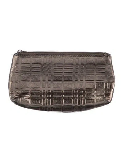 Pre-owned Burberry Leather Cosmetic Bag In Gray
