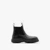 Burberry Leather Creeper Low Chelsea Boots In Black