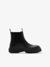 Burberry Leather Creeper Low Chelsea Boots In Black