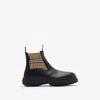 Burberry Chunky Sole Ankle Boots With Checkered Pattern In Black