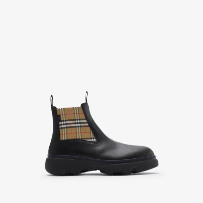 BURBERRY BURBERRY LEATHER CREEPER LOW CHELSEA BOOTS