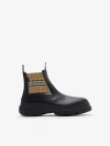 Burberry Chunky Sole Ankle Boots With Checkered Pattern In Black