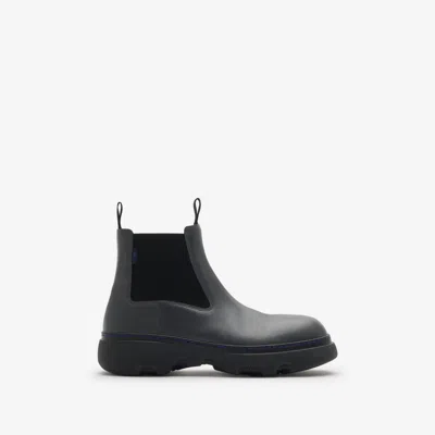 Burberry Leather Creeper Low Chelsea Boots In Cobble