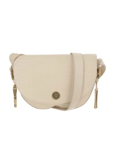 Burberry Leather Crossbody Saddle Bag In Nude