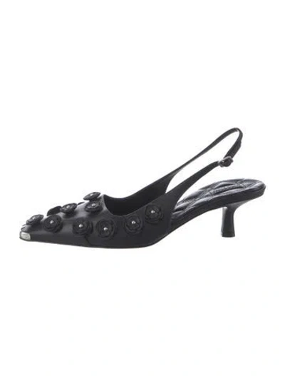 Pre-owned Burberry Leather Crystal Embellishments Slingback Pumps In Black