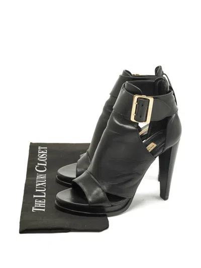 Pre-owned Burberry Leather Cut-out Ankle Boots In Black