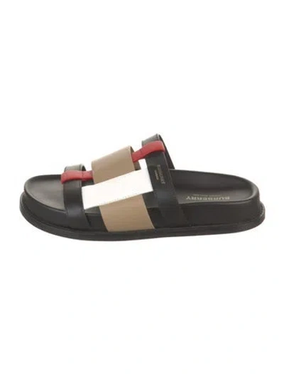 Pre-owned Burberry Leather Cutout Accent Slides In Multi
