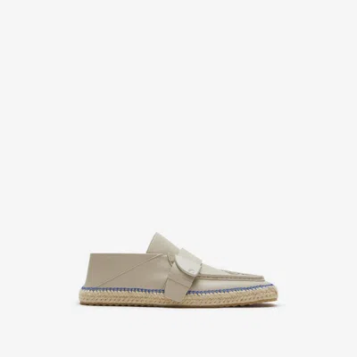 Burberry Leather Deck Espadrilles In Beige