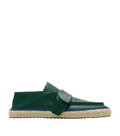 Burberry Leather Deck Espadrilles In Green