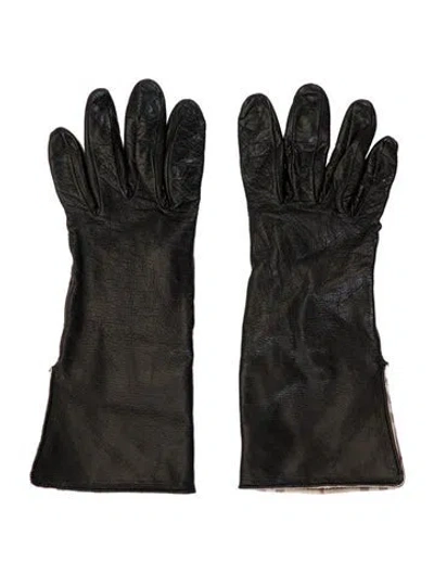 Pre-owned Burberry Leather Driving Gloves In Black
