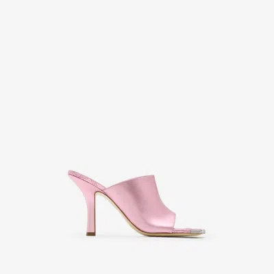 Burberry Leather Duck High Mules In Flash
