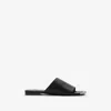 Burberry Leather Duck Slides In Black