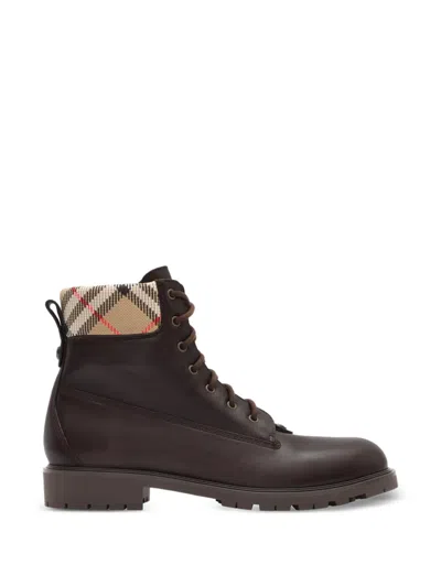 Burberry Leather Durham Boots In Brown
