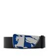 Burberry Shield Ekd Leather Belt In Slate/knight