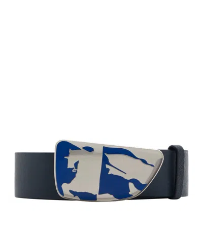 Burberry Shield Ekd Leather Belt In Blue