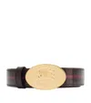 Burberry Leather Ekd Stamp Reversible Belt In Burgundy