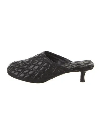 Pre-owned Burberry Leather Embroidered Accent Mules In Black