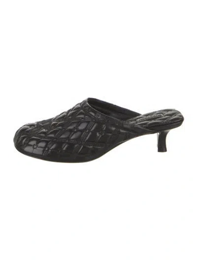 Pre-owned Burberry Leather Embroidered Accent Mules In Black