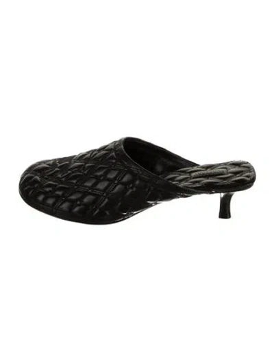 Pre-owned Burberry Leather Embroidered Accent Mules In Black