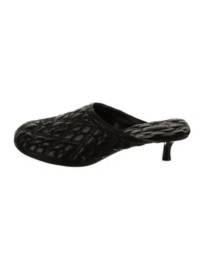 Pre-owned Burberry Leather Embroidered Accent Mules In Black