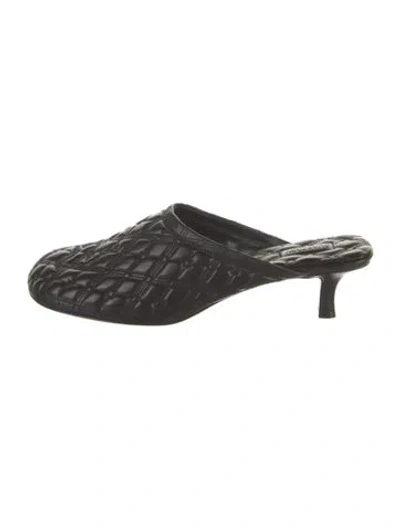 Pre-owned Burberry Leather Embroidered Accent Mules In Black