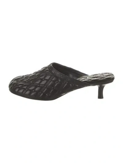 Pre-owned Burberry Leather Embroidered Accent Mules In Black