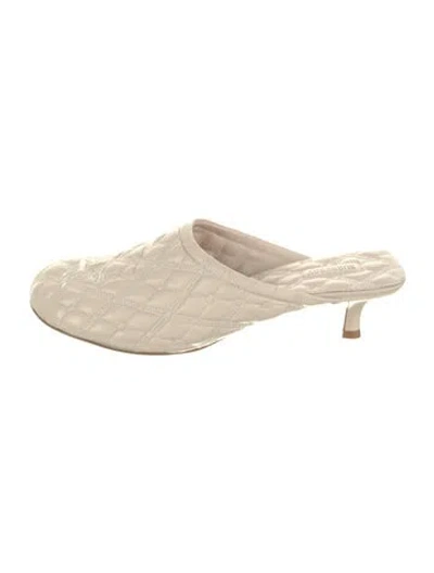 Pre-owned Burberry Leather Embroidered Accent Mules In Neutral