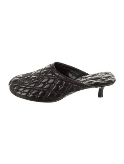 Pre-owned Burberry Leather Embroidered Accent Mules W/ Tags In Black