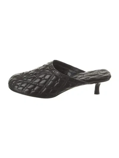 Pre-owned Burberry Leather Embroidered Accent Mules W/ Tags In Black