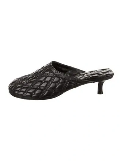 Pre-owned Burberry Leather Embroidered Accent Mules W/ Tags In Black
