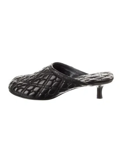 Pre-owned Burberry Leather Embroidered Accent Mules W/ Tags In Black