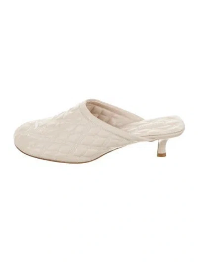Pre-owned Burberry Leather Embroidered Accent Mules W/ Tags In Neutral