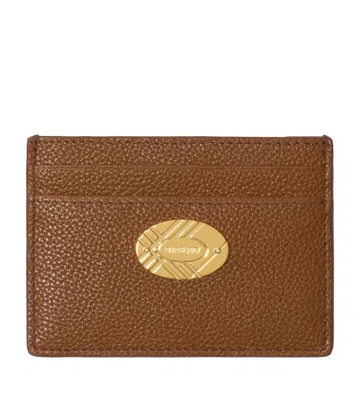 Burberry Leather Engraved Card Holder In Brown