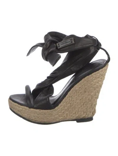 Pre-owned Burberry Leather Espadrilles In Black