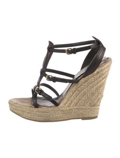 Pre-owned Burberry Leather Espadrilles In Black