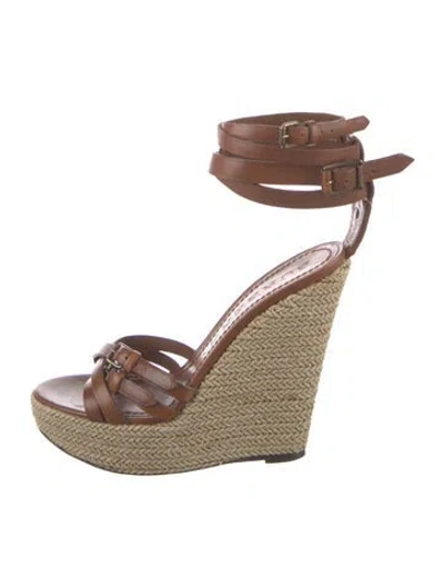 Pre-owned Burberry Leather Espadrilles In Brown