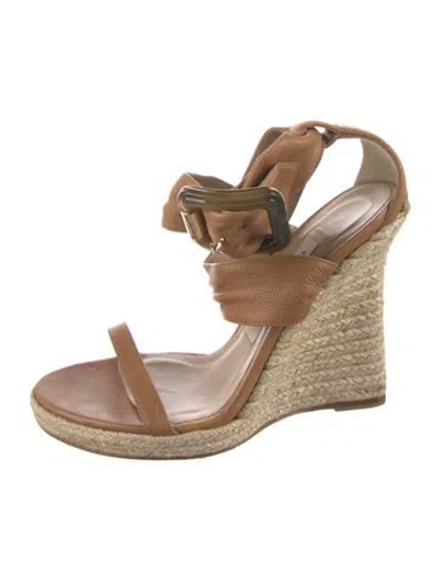 Pre-owned Burberry Leather Espadrilles In Brown