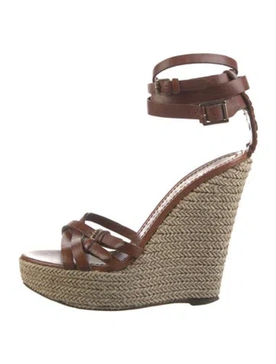 Pre-owned Burberry Leather Espadrilles In Brown