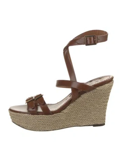 Pre-owned Burberry Leather Espadrilles In Brown