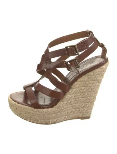 Pre-owned Burberry Leather Espadrilles In Brown
