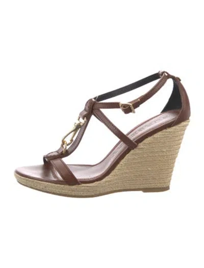 Pre-owned Burberry Leather Espadrilles In Brown