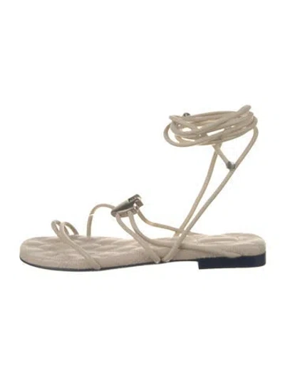 Pre-owned Burberry Leather Espadrilles In Neutral