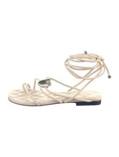 Pre-owned Burberry Leather Espadrilles W/ Tags In Neutral