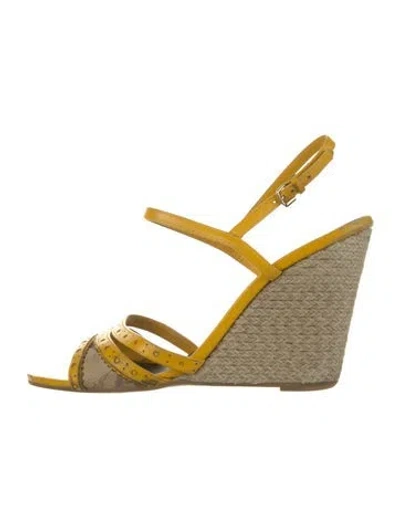 Pre-owned Burberry Leather Espadrilles In Yellow