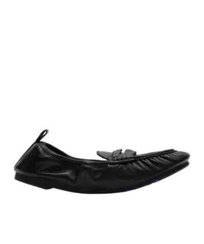 Burberry Leather Fawn Loafers In Black