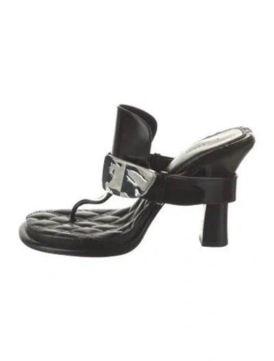 Pre-owned Burberry Leather Flip Flops In Black