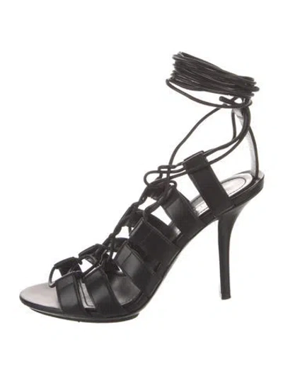 Pre-owned Burberry Leather Gladiator Sandals In Black