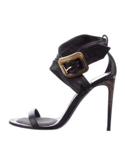 Pre-owned Burberry Leather Gladiator Sandals In Black