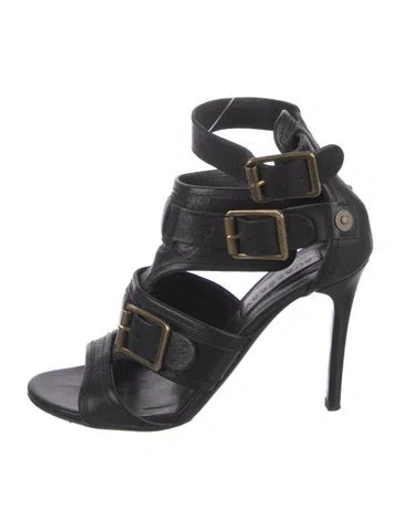 Pre-owned Burberry Leather Gladiator Sandals In Black