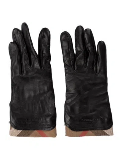 Pre-owned Burberry Leather Gloves In Black